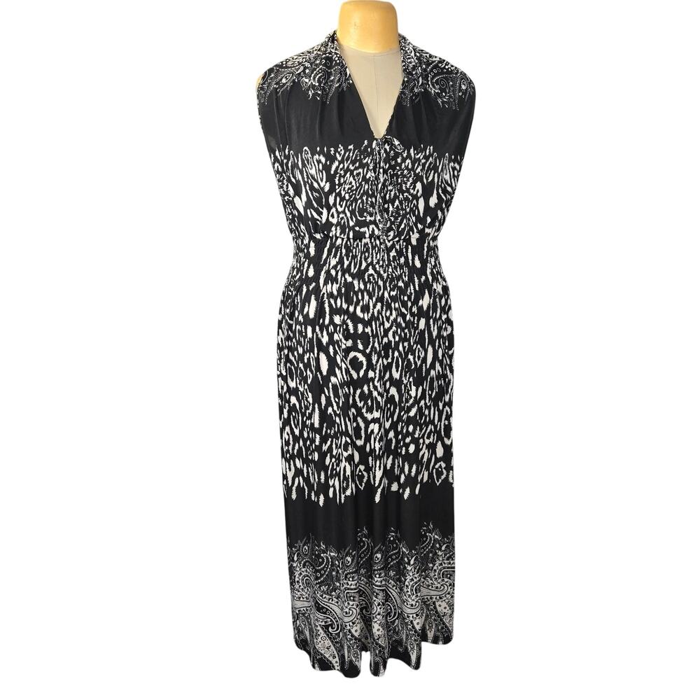 Seven Islands Womens 2X Maxi Dress Stretch Paisley Animal Print Smaocked‎ Beach